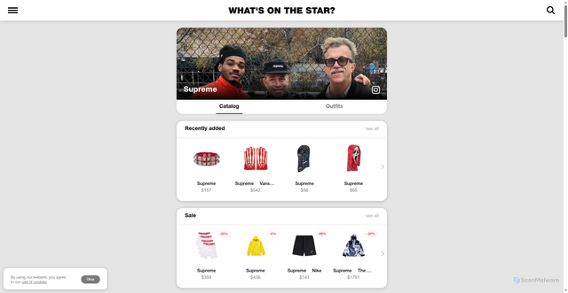 Security scan screenshot of https://whatsonthestar.com/brand/supreme