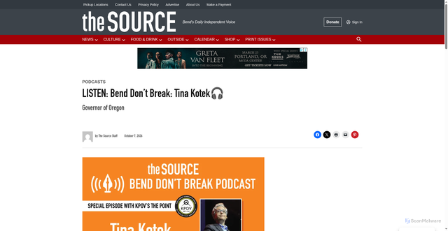 Security scan screenshot of https://www.bendsource.com/video-and-podcasts/podcasts/listen-bend-dont-break-tina-kotek%F0%9F%8E%A7/