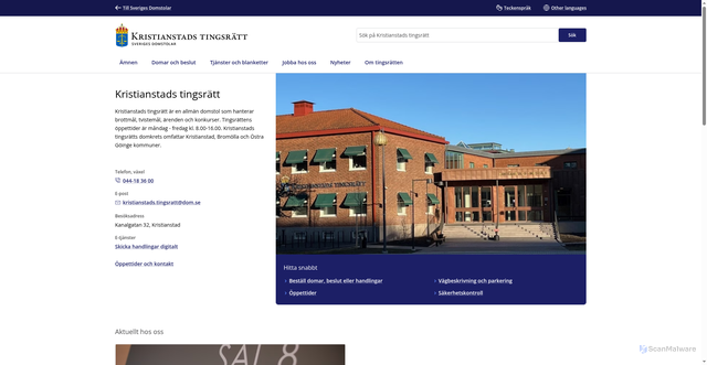 Security scan screenshot of https://www.domstol.se/kristianstads-tingsratt/