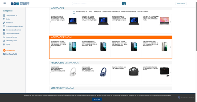 Security scan screenshot of https://www.sce.es/