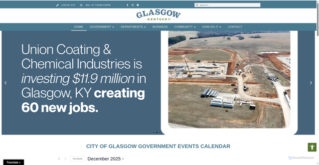 Security scan screenshot of https://cityofglasgow.gov/