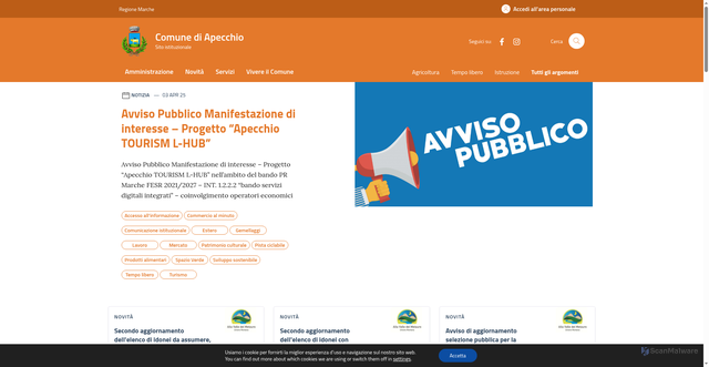 Security scan screenshot of https://comune.apecchio.ps.it/