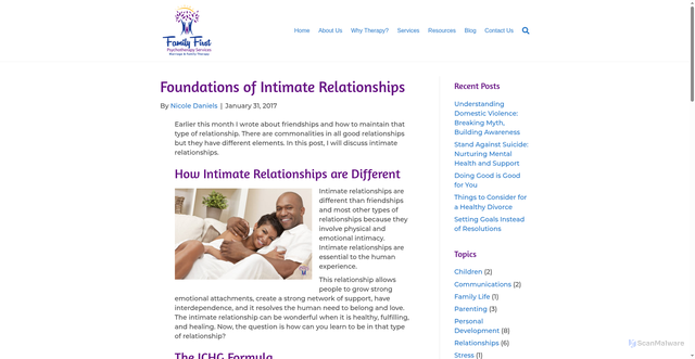 Security scan screenshot of https://familyfirstpsych.com/relationships/foundations-intimate-relationships