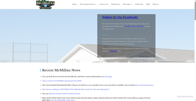Security scan screenshot of https://www.townofmcmillan.gov/