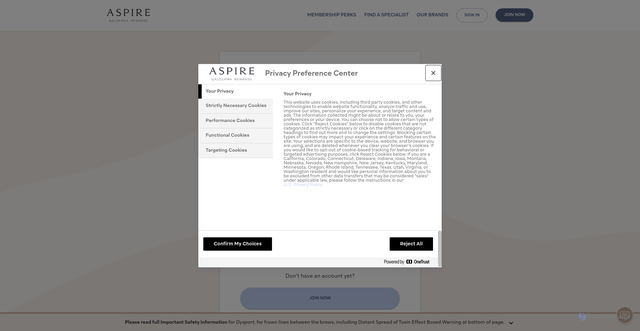 Security scan screenshot of https://aspirerewards.com
