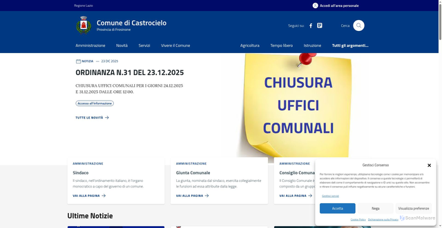 Security scan screenshot of https://comune.castrocielo.fr.it/
