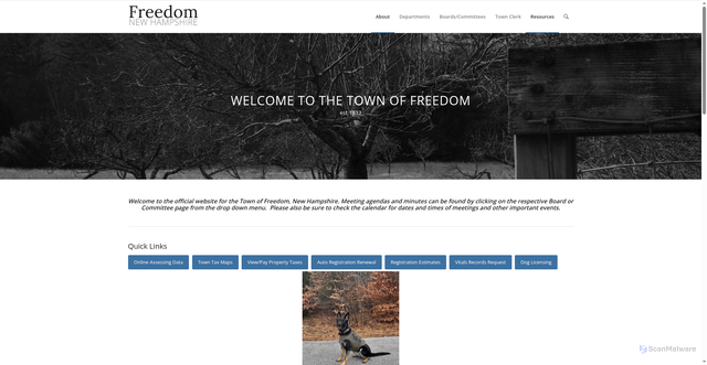 Security scan screenshot of https://townoffreedomnh.gov/