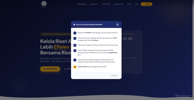 Security scan screenshot of https://risetmu.or.id