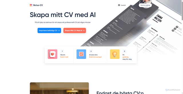 Security scan screenshot of https://skriva-cv.com/builder