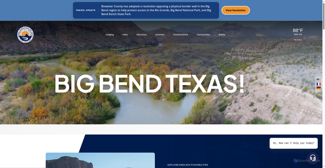 Security scan screenshot of https://visitbigbend.com/