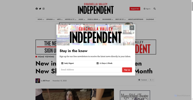 Security scan screenshot of https://cvindependent.com/2025/11/new-in-november-here-are-seven-new-shows-that-premiered-this-month/