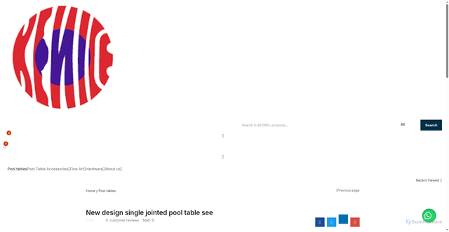 Security scan screenshot of http://keniceonlinestore.com/product/new-design-single-jointed-pool-table-2/
