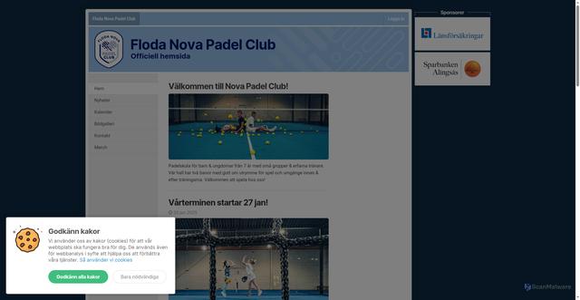 Security scan screenshot of https://flodanovapadelclub.se