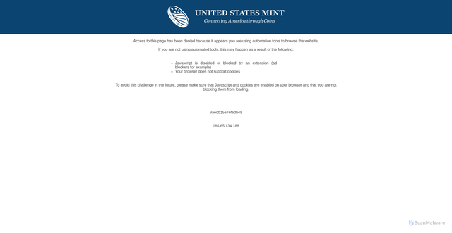 Security scan screenshot of https://usmint.gov/