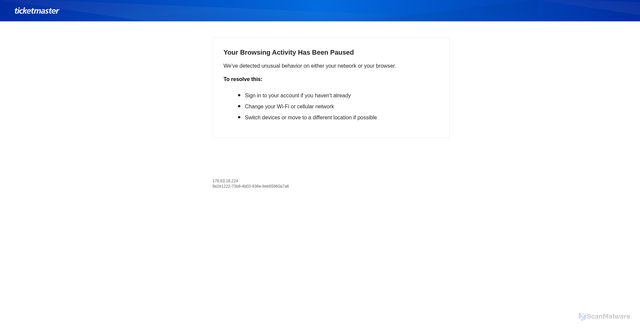 Security scan screenshot of https://identity.ticketmaster.com/
