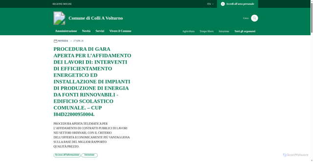Security scan screenshot of https://www.comune.colliavolturno.is.it