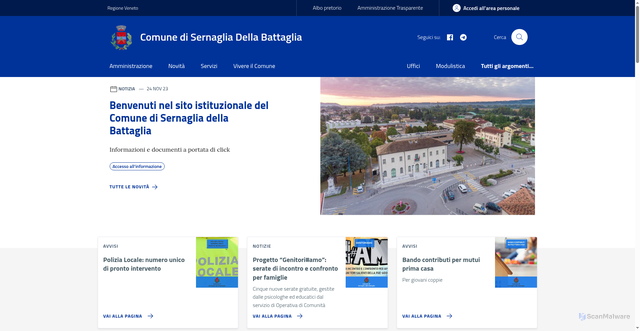 Security scan screenshot of https://www.comune.sernaglia.tv.it/