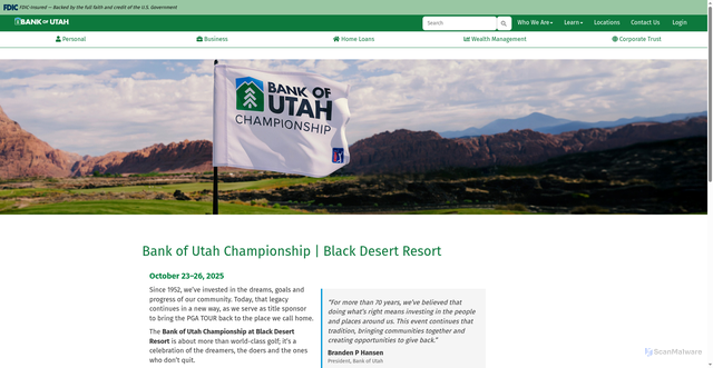 Security scan screenshot of https://www.bankofutah.com/bank-of-utah-championship-black-desert-resort