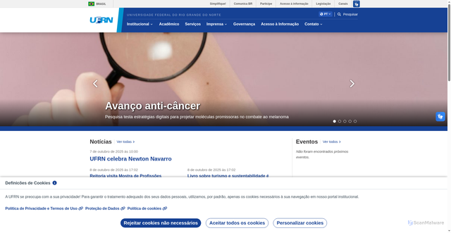 Security scan screenshot of https://www.ufrn.br/