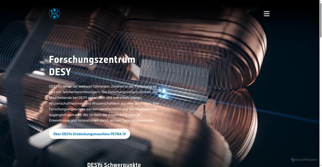 Security scan screenshot of https://desy.de/index_ger.html