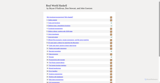 Security scan screenshot of https://book.realworldhaskell.org/read/