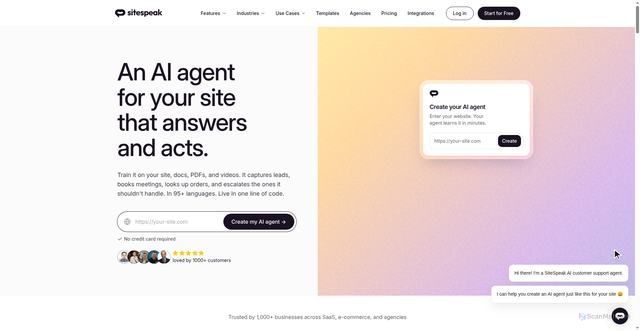 Security scan screenshot of https://sitespeak.ai