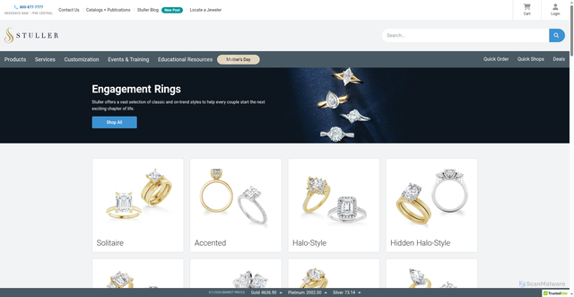 Security scan screenshot of https://www.stuller.com/browse/wedding-and-engagement/engagement-rings?srsltid=AfmBOorNkms9VB4-IdT1NQ99Cp8Aj7a1_p3g8HgFp6Wmh0h1DC8Hc2e4