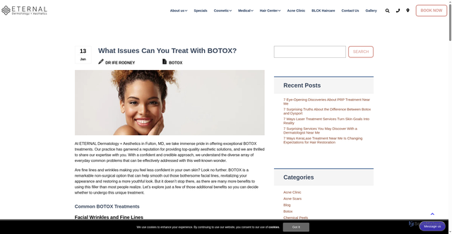 Security scan screenshot of https://www.eternaldermatology.com/what-issues-can-you-treat-with-botox/