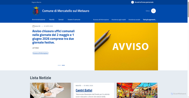 Security scan screenshot of https://www.comune.mercatellosulmetauro.pu.it