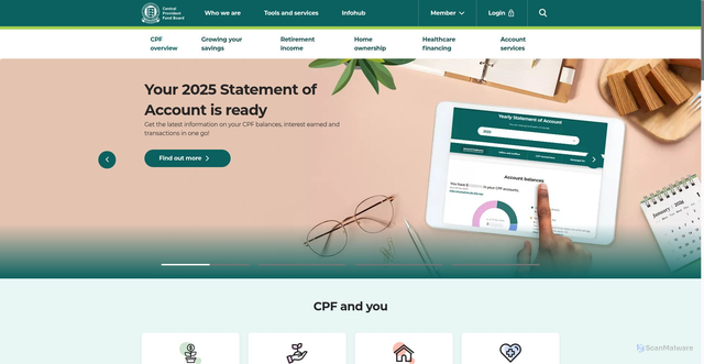 Security scan screenshot of https://cpf.gov.sg