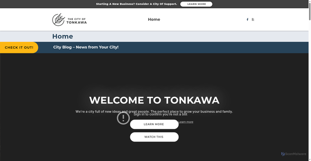 Security scan screenshot of https://tonkawaok.gov/