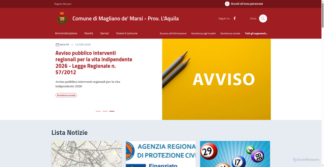 Security scan screenshot of https://comune.maglianodemarsi.aq.it/