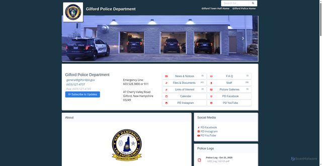 Security scan screenshot of https://www.gilfordpd.gov/