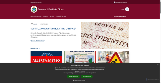 Security scan screenshot of https://www.comune.solbiateolona.va.it