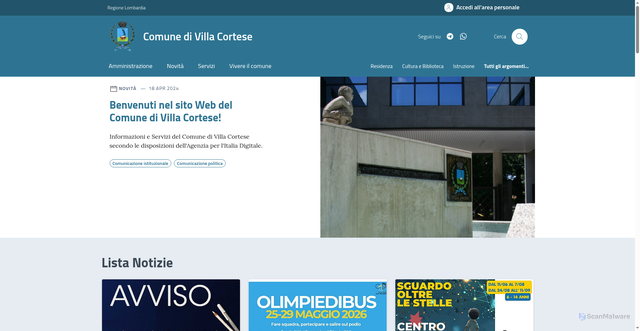 Security scan screenshot of https://www.comune.villacortese.mi.it