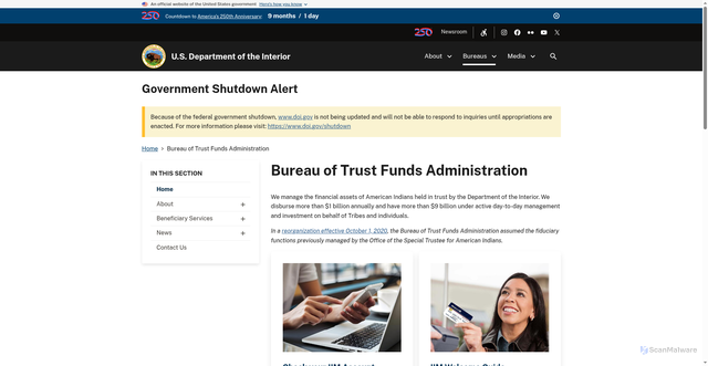 Security scan screenshot of https://www.doi.gov/ost