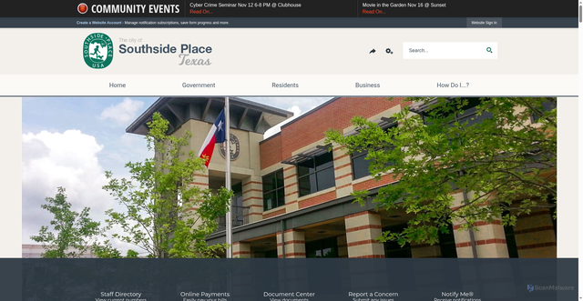 Security scan screenshot of https://southsideplacetx.gov/