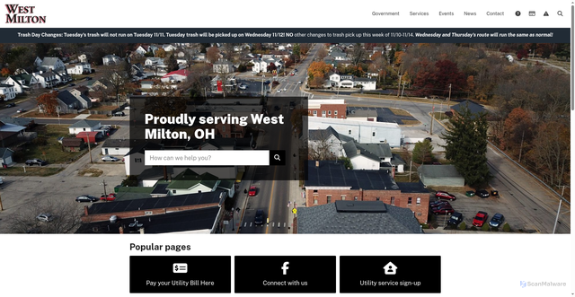 Security scan screenshot of https://www.westmiltonohio.gov/