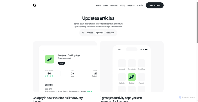 Security scan screenshot of https://cardpay.live/blog-categories/updates