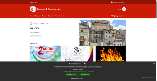 Security scan screenshot of https://www.comunediroccagiovine.it