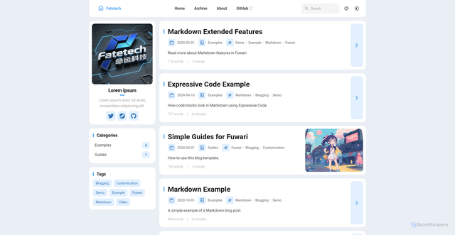 Security scan screenshot of https://fuwari-acv92ad3wc.edgeone.app/
