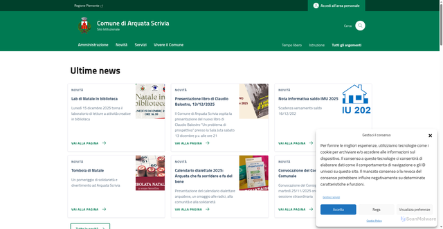 Security scan screenshot of https://comune.arquatascrivia.al.it/