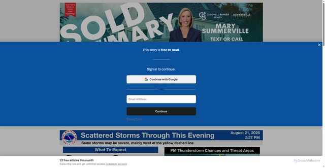 Security scan screenshot of https://evanstonnow.com/severe-thunderstorm-watch-until-late-friday/