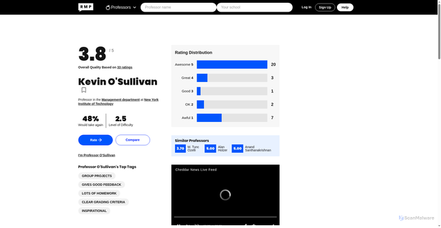 Security scan screenshot of https://www.ratemyprofessors.com/professor/399435