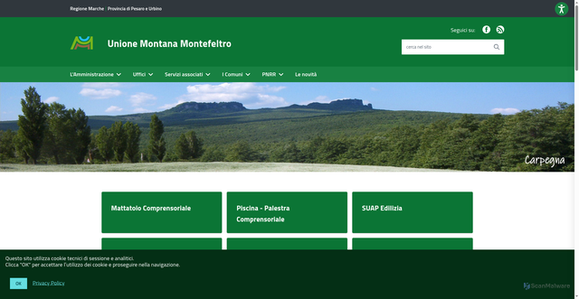 Security scan screenshot of https://www.unionemontana.montefeltro.pu.it//