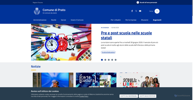 Security scan screenshot of https://www.comune.prato.it