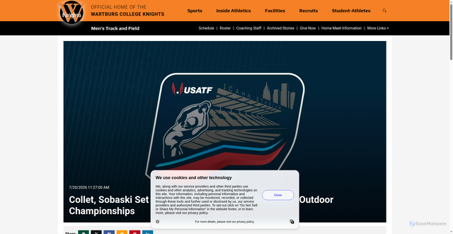 Security scan screenshot of https://go-knights.net/news/2026/7/20/mens-track-and-field-former-knights-collet-sobaski-set-to-compete-at-2026-toyota-usatf-outdoor-championships.aspx