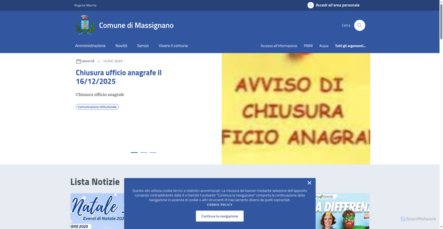 Security scan screenshot of https://comune.massignano.ap.it/