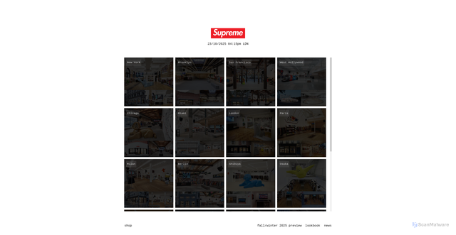 Security scan screenshot of https://supreme.com/stores
