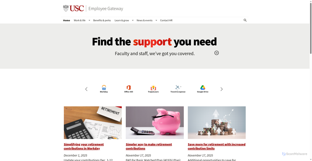 Security scan screenshot of https://employees.usc.edu/